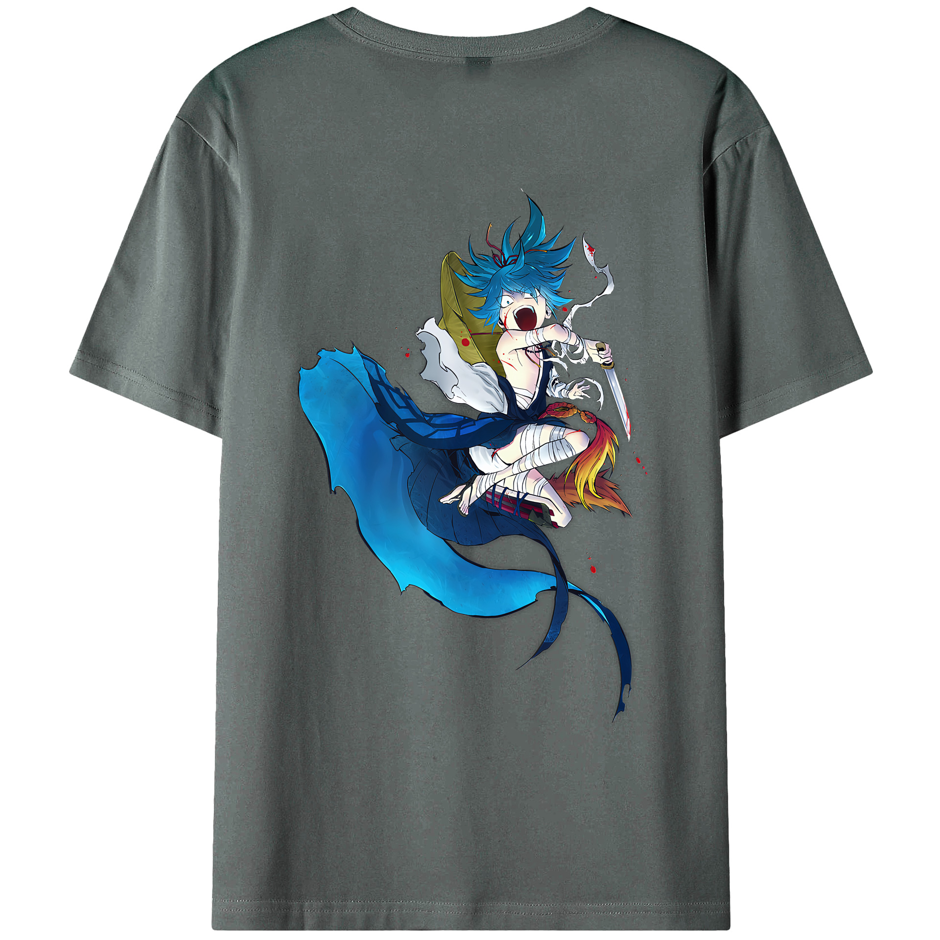 （画像用） 刀剣乱舞 Touken Ranbu 綿100％ メンズ半袖Tシャツ（バックプリント） 通気性